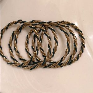 Green and gold bracelet set